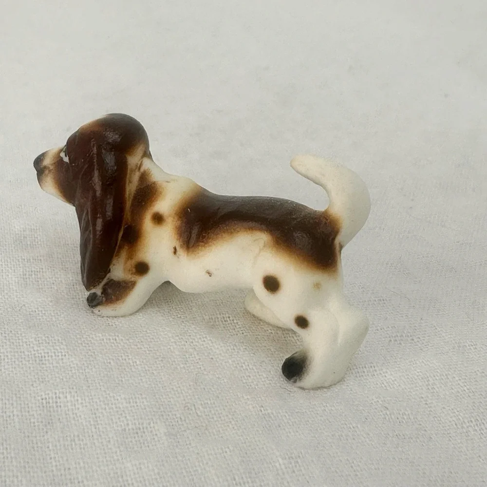 Vintage Baby Basset Hound Dog‎ Miniature Bone China Ceramic 1.25
